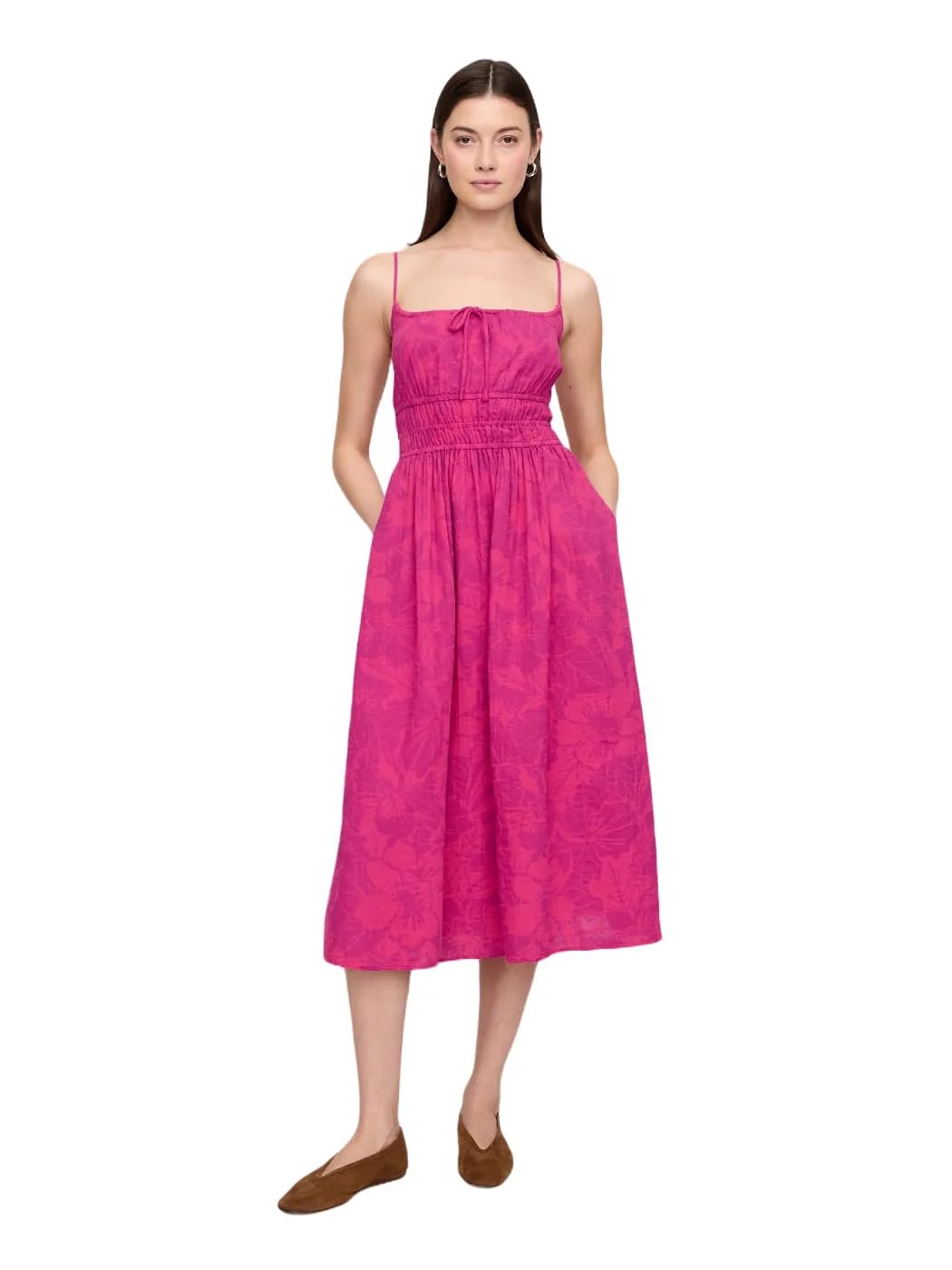 GAP - Vestido Largo Tela con Lazo Frontal para Mujer