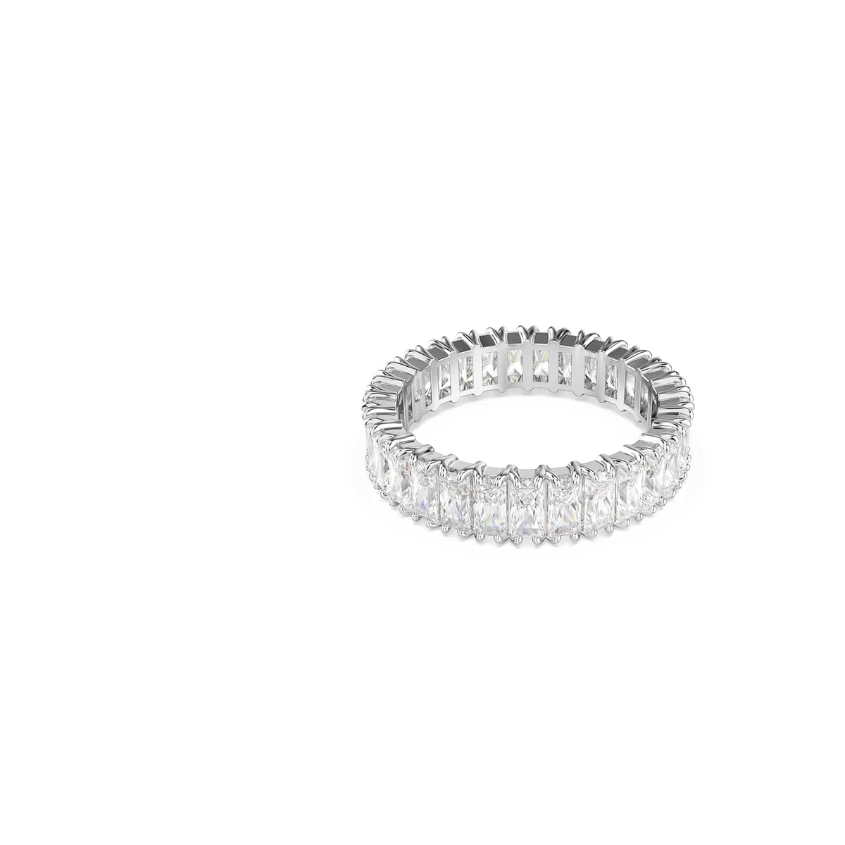Swarovski Anillo Matrix, Talla baguette, Blanco, Baño de rodio
