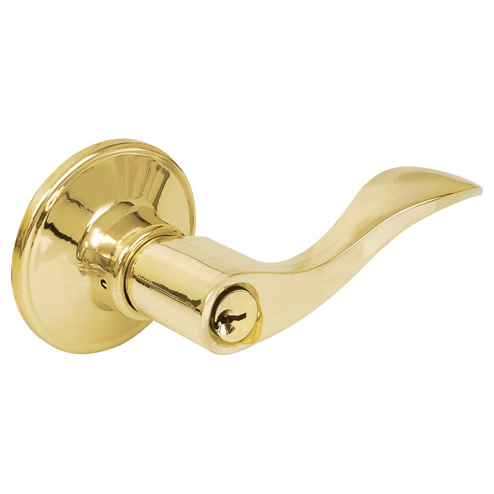 Lock 17MA Manija Tubular Curva para Puerta Interior - Función: Baño - Dorado