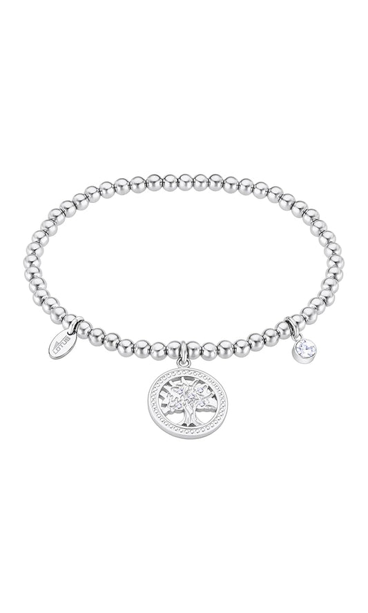 LOTUS STYLE Pulsera millennial para dama en tono plateado