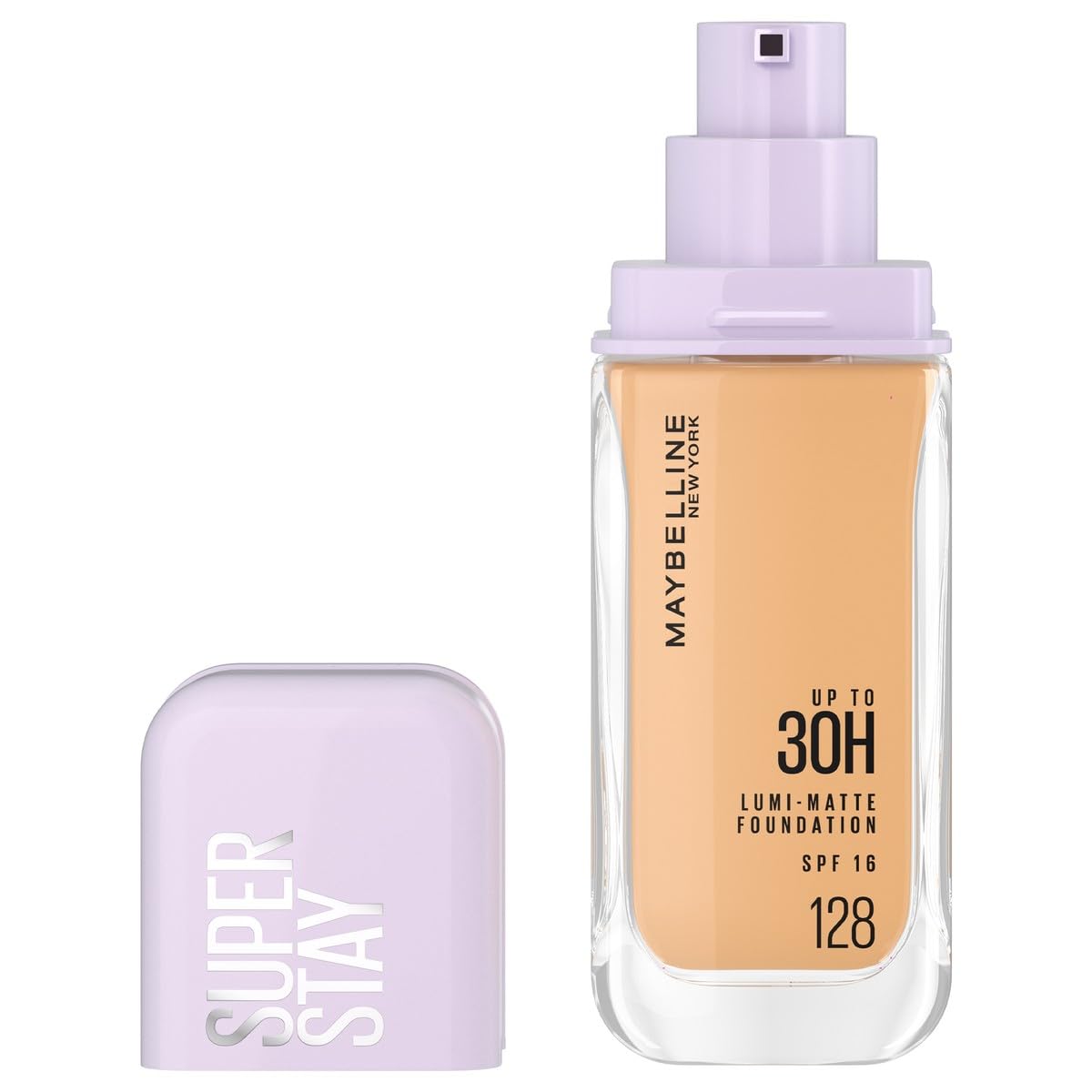 Maybelline Super Stay Lumi Matte Base de Maquillaje Líquida, Alta Cobertura con Acabado Mate Luminoso, Tecnología Lightwear 30H de Duración, Tono 128, 30 ml