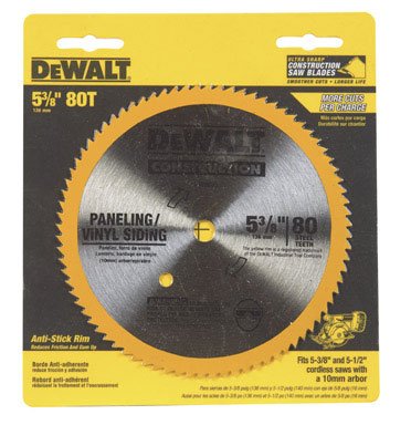 DEWALT Hoja de sierra circular, 5 3/8 pulgadas, 80 dientes, corte de vinilo (DW9053) - Amarillo - Una talla
