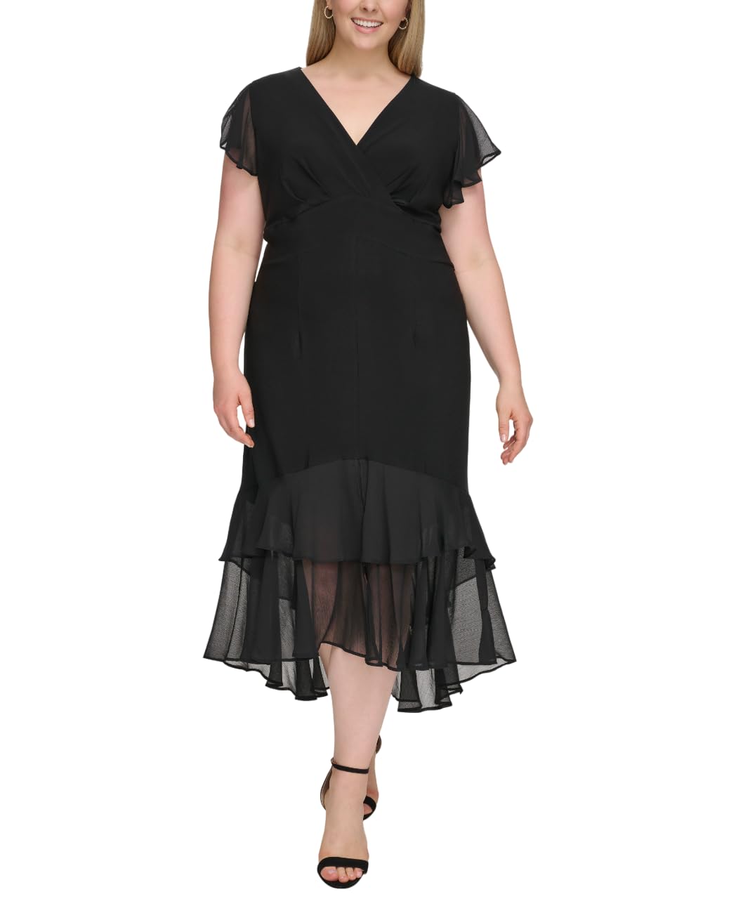 Tommy Hilfiger - Vestido de Falda escalonada de Manga Alta y Baja para Mujer