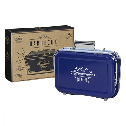 Gentlemen Hardware – Barbacoa de carbón portátil retro con funda de transporte de metal, ligera, para asar sobre la marcha, fácil de montar, duradera, práctica (azul)