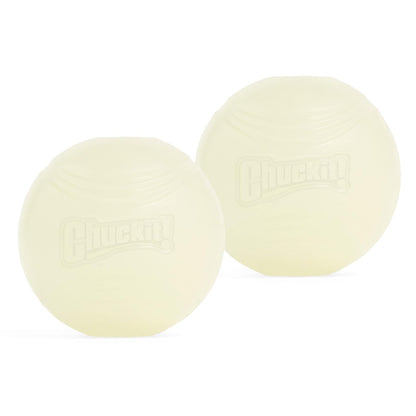 CHUCKIT Max Glow Balls for Pets (2 Pack), Medium, White