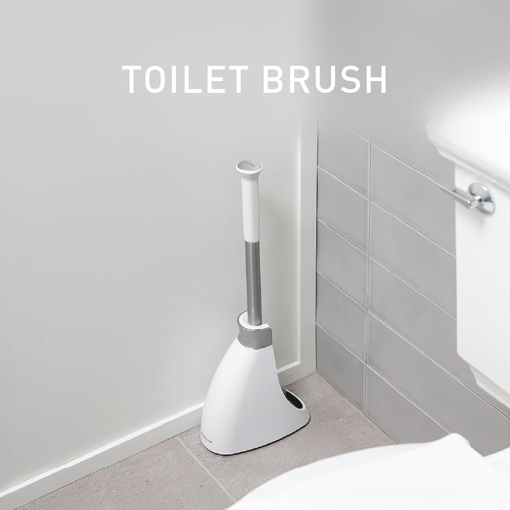 simplehuman, escobilla de baño, acero inoxidable + plástico blanco