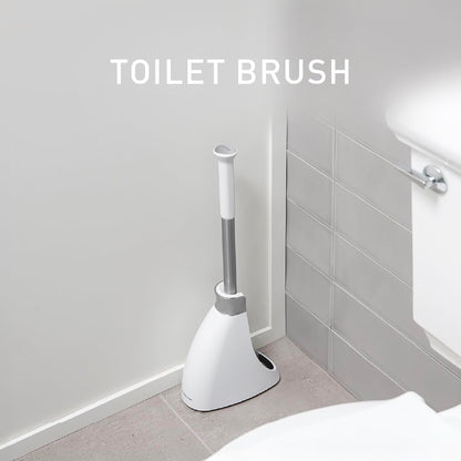 simplehuman, escobilla de baño, acero inoxidable + plástico blanco
