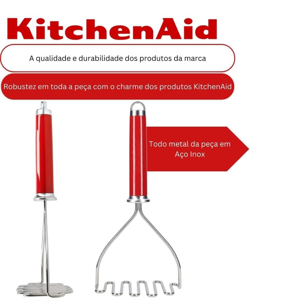 KitchenAid Triturador de Papas de Acero Inoxidable en Color Rojo