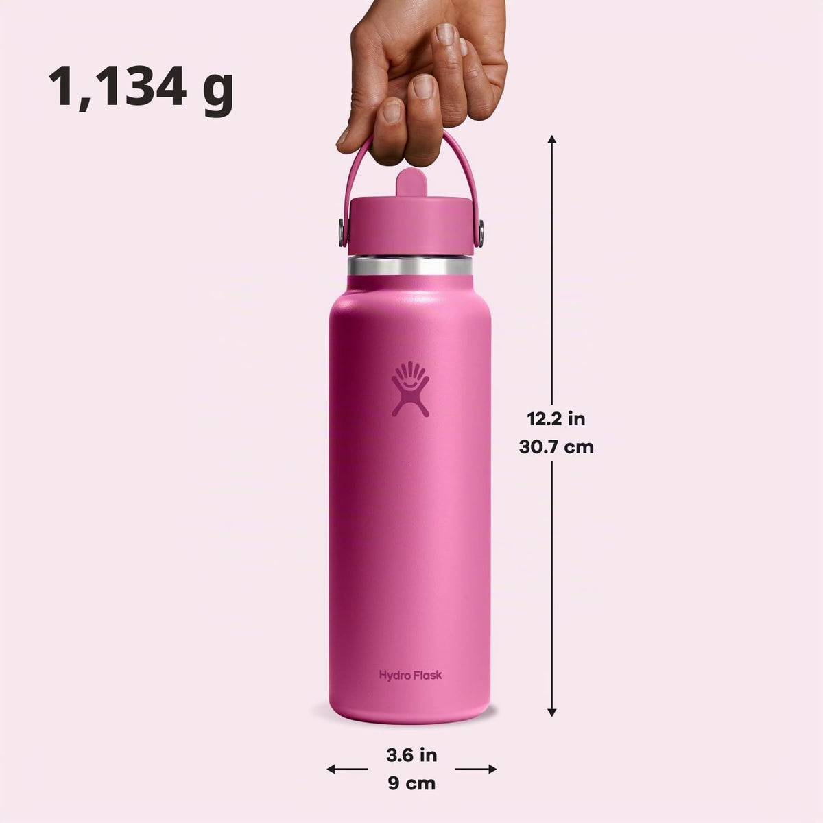 Hydro Flask - Botella de 40 onzas de ancho flexible con tapa de popote – Acero inoxidable aislado, tapa ancha con popote, no derrama, a prueba de fugas en arrecife