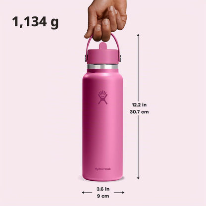 Hydro Flask - Botella de 40 onzas de ancho flexible con tapa de popote – Acero inoxidable aislado, tapa ancha con popote, no derrama, a prueba de fugas en arrecife