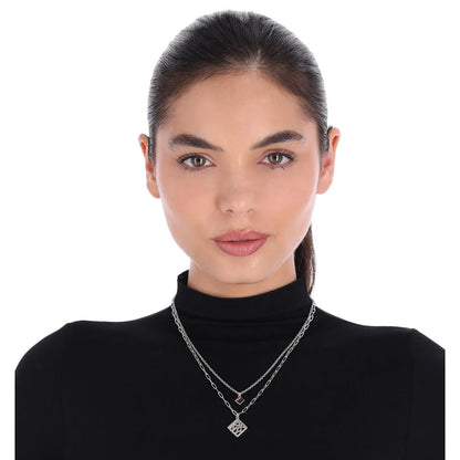DKNY Collar Plateado Rombo Para Mujer