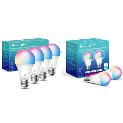 Kasa Smart - Bombillas inteligentes Alexa Smart Bombillas LED +, bombilla que cambia a todo color, regulables, WiFi inteligentes, funciona con Alexa y Google Home, A19