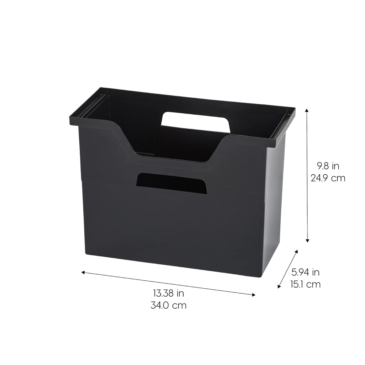 IRIS USA Paquete de 6 Cajas Medianas para Escritorio, Negro | Organiza documentos, correo, revistas y artículos de oficina con almacenamiento portátil para hogar o escuela
