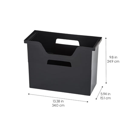 IRIS USA Paquete de 6 Cajas Medianas para Escritorio, Negro | Organiza documentos, correo, revistas y artículos de oficina con almacenamiento portátil para hogar o escuela