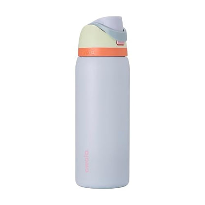 Owala FreeSip - Botella de agua aislada de acero inoxidable con popote para deportes, viajes y escuela, botella de agua deportiva sin BPA, 32 onzas, casa de playa