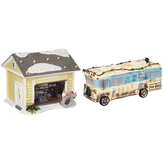 Department 56 Departamento 56 National Lampoon día Festivo de Navidad del Primo Eddie RV 4056686 Snow Village Christmas Vacation The Griswold Holiday Garage Iluminado Edificio, Multicolor