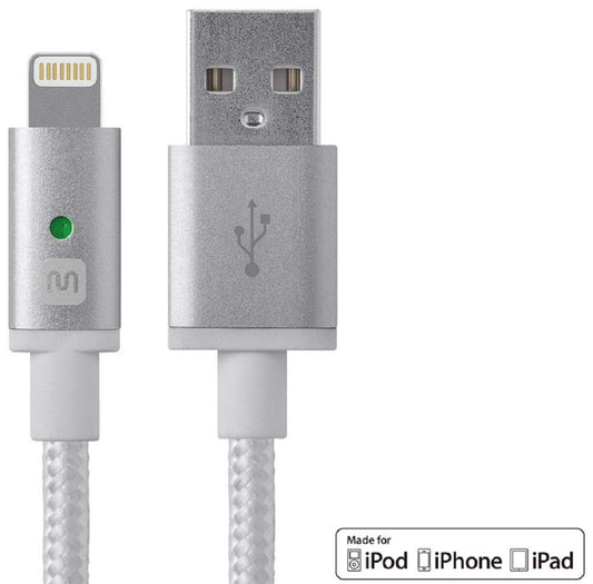 Monoprice 112868 Luxe Series Apple MFi Certified Lightning to USB Charge and Sync Cable, 3 Feet, White