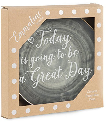 Pavilion Gift Company Emmaline "Today is going to be a Great Day" Plato decorativo de cerámica, 9 pulgadas, color carbón