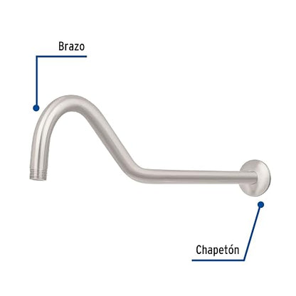 Foset Element BCH-720N, Brazo tipo gancho y chapetón, para regadera, acabado satín