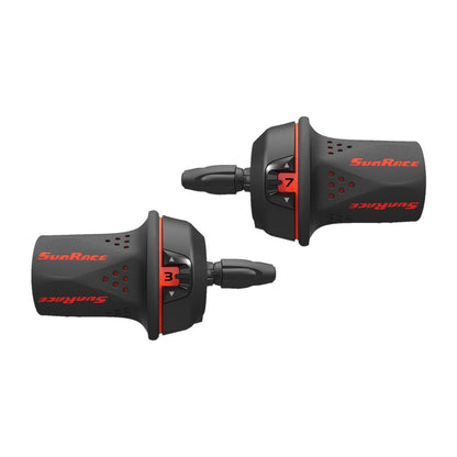 SUNRACE Puños de Mando Montaña 3x7P Index con Forros Rojo Bolsita TSM21.730S.RS0.HPB