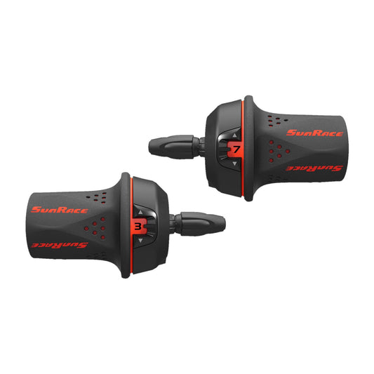 SUNRACE Puños de Mando Montaña 3x7P Index con Forros Rojo Bolsita TSM21.730S.RS0.HPB