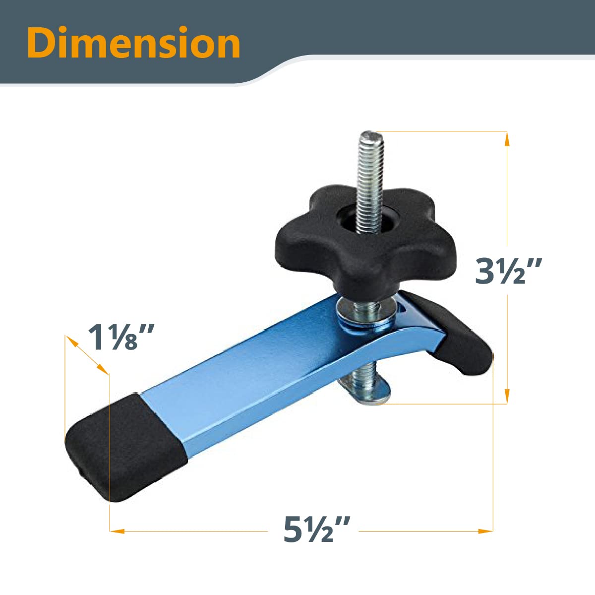 Powertec Abrazadera De Sujeción En T 71168-P2 | 5-1/2 pulgadas largo x 1-1/8 pulgadas ancho, paquete de 4, abrazadera para pista en T para carpintería