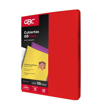 GBC Cubierta para Encuadernar Tamaño Carta 16 Puntos Color Rojo - COLOR ROJO