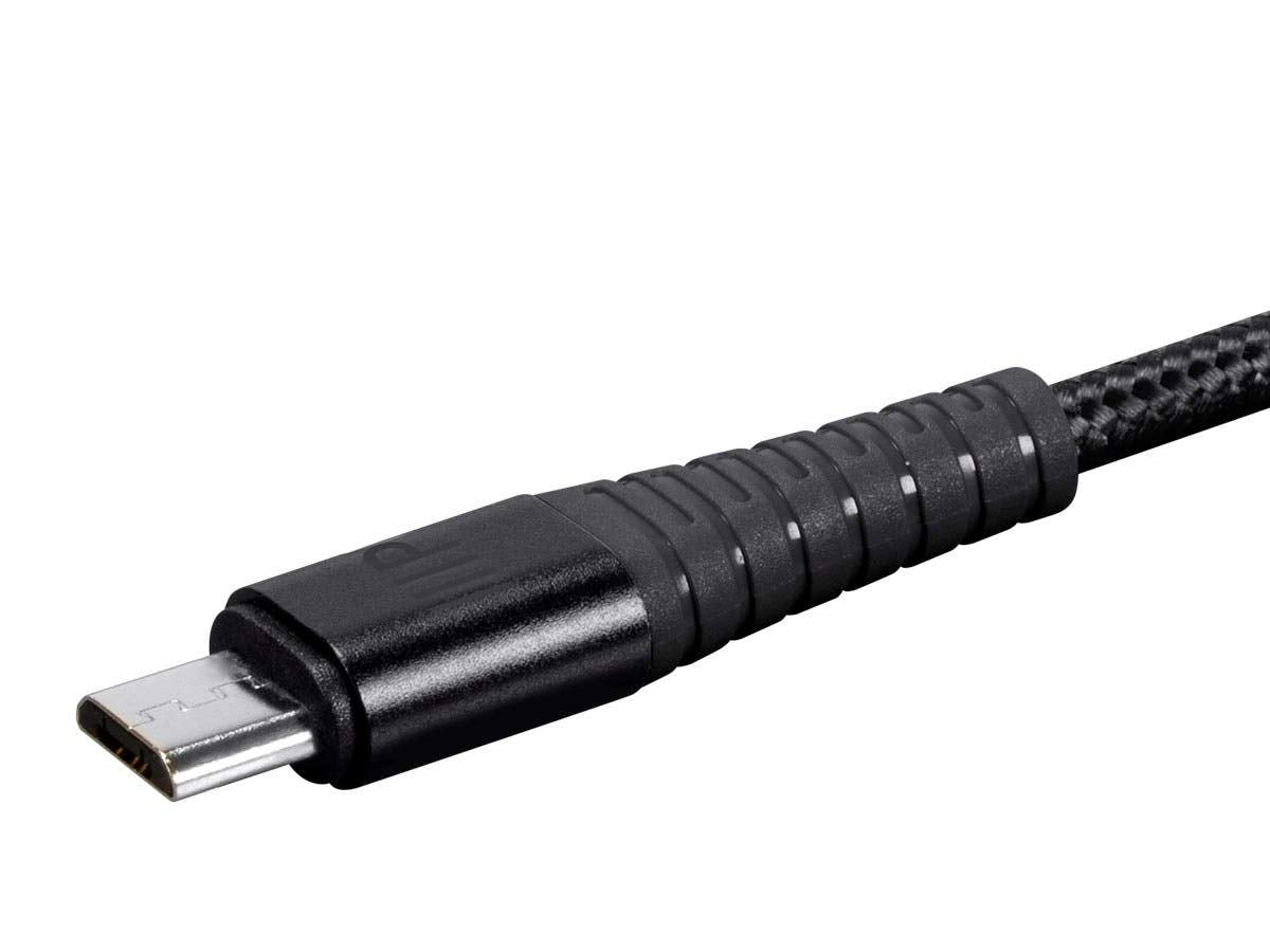 Monoprice USB 2.0 Micro B to Type A Charge & Sync Cable - 3 Feet - Black Nylon-Braid, Durable, Kevlar-Reinforced - AtlasFlex Series