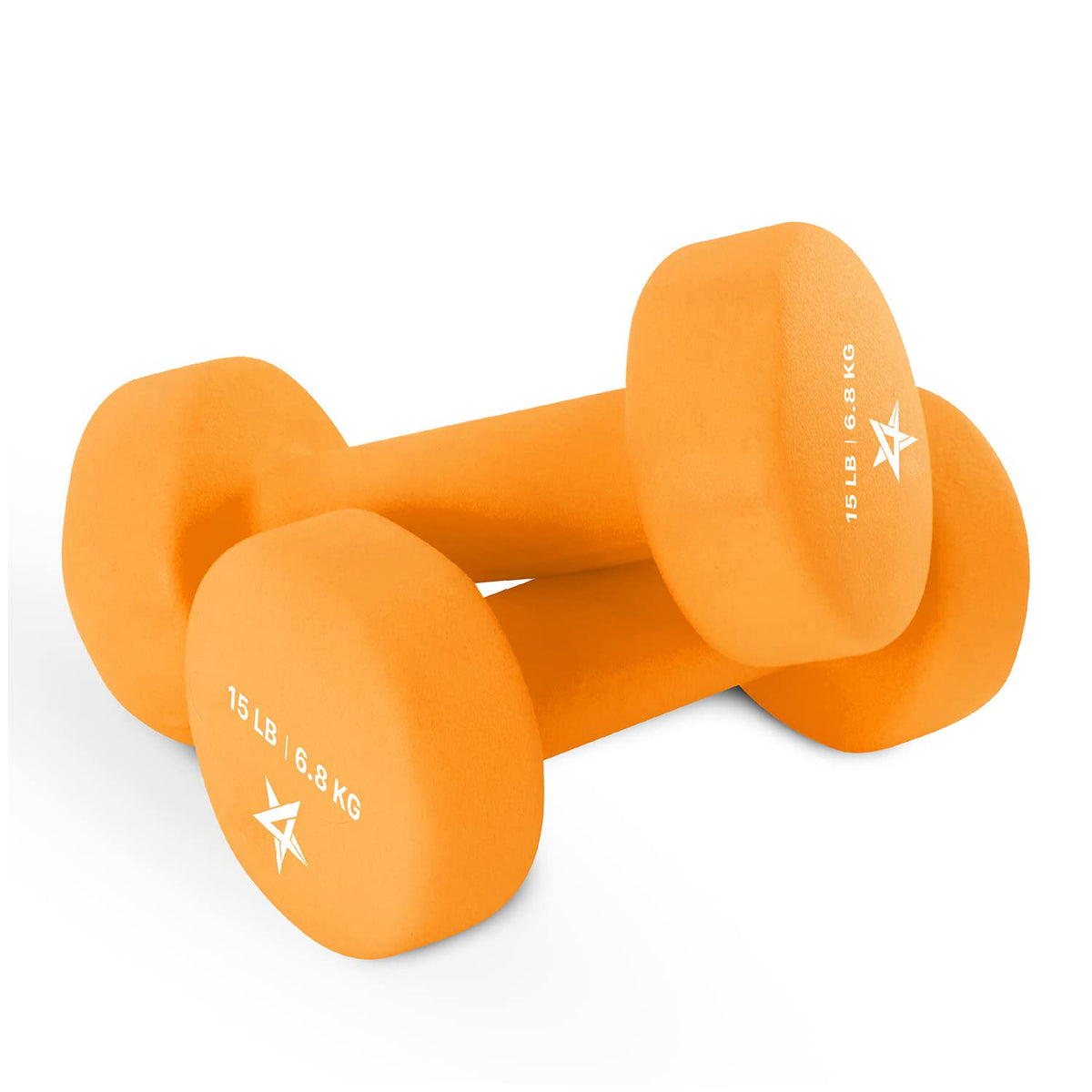 Yes4All Mancuernas de Hierro Fundido Recubiertas de Neopreno Par - M. Dark Orange - 15lbs - Pair