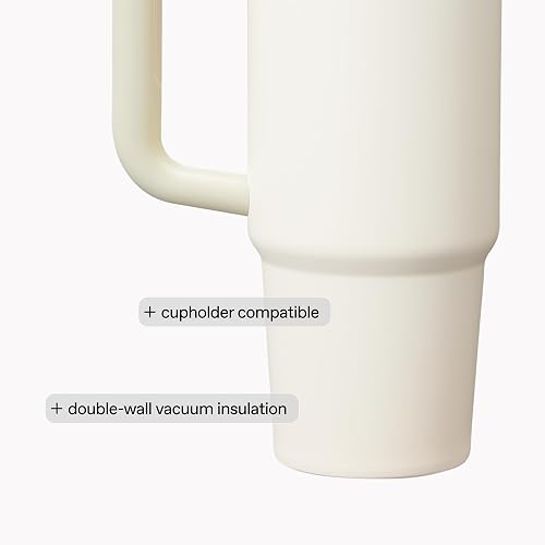 Stanley Quencher H2.0 Vaso con asa y popote, 40 onzas, tapa Flowstate de 3 posiciones, compatible para viajes, taza de acero inoxidable aislada, sin BPA, brillo de ceniza estriada