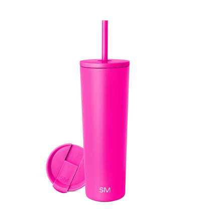 Simple Modern Classic Vaso Térmico con Popote y Tapa Abatible - 830 ml - blanco