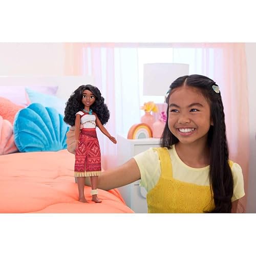 Moana 2 Muñeca Moana Disney con Cabello Ondulado Articulaciones Móviles Vestido Inspirado En La Película Y Accesorios para Niñas De 3 Años En Adelante