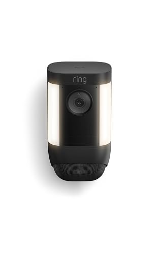 Cámara con luz de enfoque inalámbrica Ring Pro (Spotlight Cam Pro) - Detección de movimiento 3D, conversación bidireccional con Audio+ y Wi-Fi de doble banda, negra