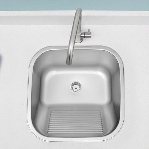 Tramontina Lavadero de Acero Inoxidable Empotrar Satinado | 40 x 40 x 22 cm, 25 L, AISI 304, sin soldadura, válvula incluida