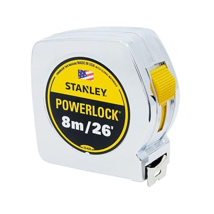 STANLEY Cinta métrica PowerLock 8m (26 pies), recubrimiento Mylar (33-428MX)