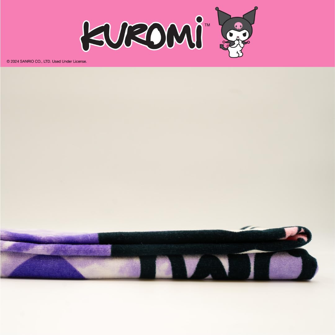 Franco Collectibles Sanrio Kuromi - Toalla de baño de algodón súper Suave, 60 x 30 Pulgadas, (Producto con Licencia Oficial)