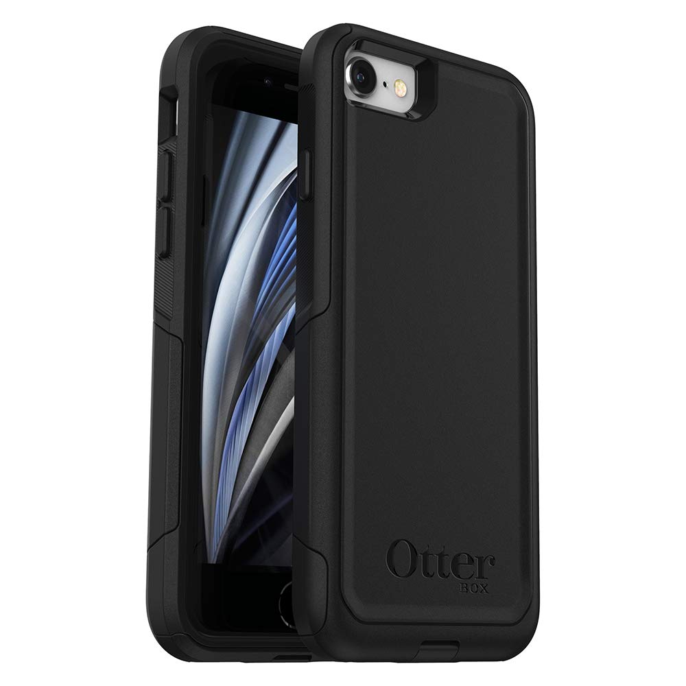 Otterbox Bundle Commuter Series Case for iPhone 8/7 (Not Plus) – (Black) + PopSockets PopGrip – (Dove White Marble)