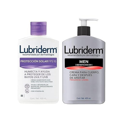 LUBRIDERM Crema Corporal Men Fragancia Ligera 400 ml + Crema Corporal Proteccion Solar Fps 15 400 ml