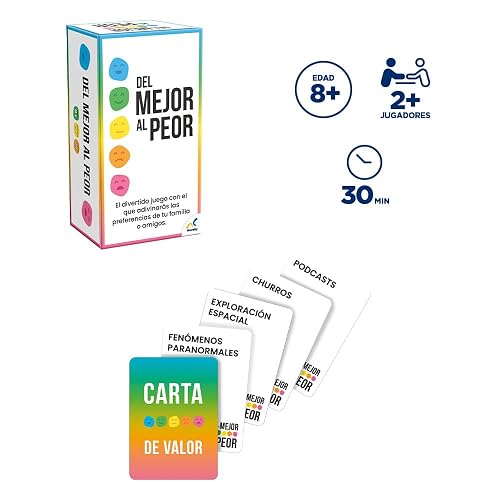 NOVELTY CORP. Juego de Cartas del Mejor al Peor, para mas de 2 Jugadores a Partir de 8 años, 30 Minutos por Partida