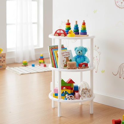 Italhome Estante De Plástico Redondo con 3 Repisas, Organizador Multiusos para Interior Ideal para Almacenamiento Ring