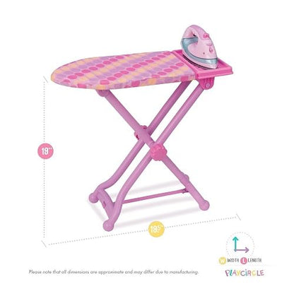 Battat Best Pressed, Set de Plancha con Tabla de Planchar Plegable | Set de 3 con plancha, tabla y funda; luz y sonido de vapor; juego de imitación del hogar; 2 años y +