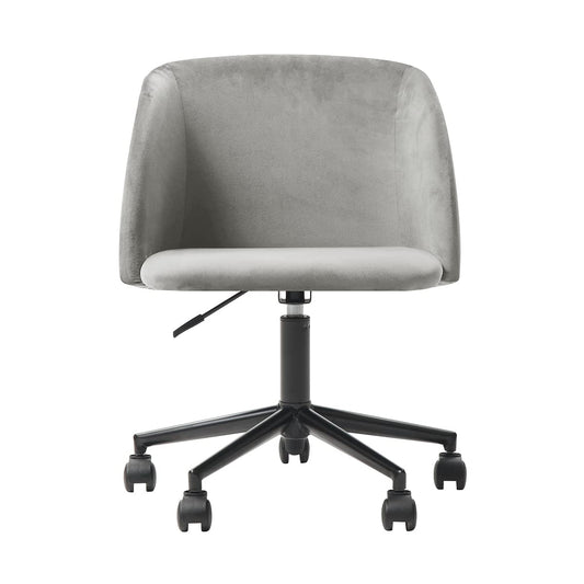 Alterego Silla de Oficina Giratoria Bliss en Terciopelo Gris con Altura Ajustable y Asiento Acolchado