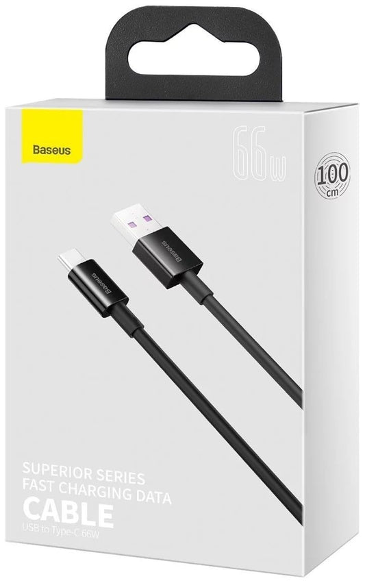 Baseus Superior Series - Cable de datos de carga rápida USB a tipo C 66 W, 1 m, color negro