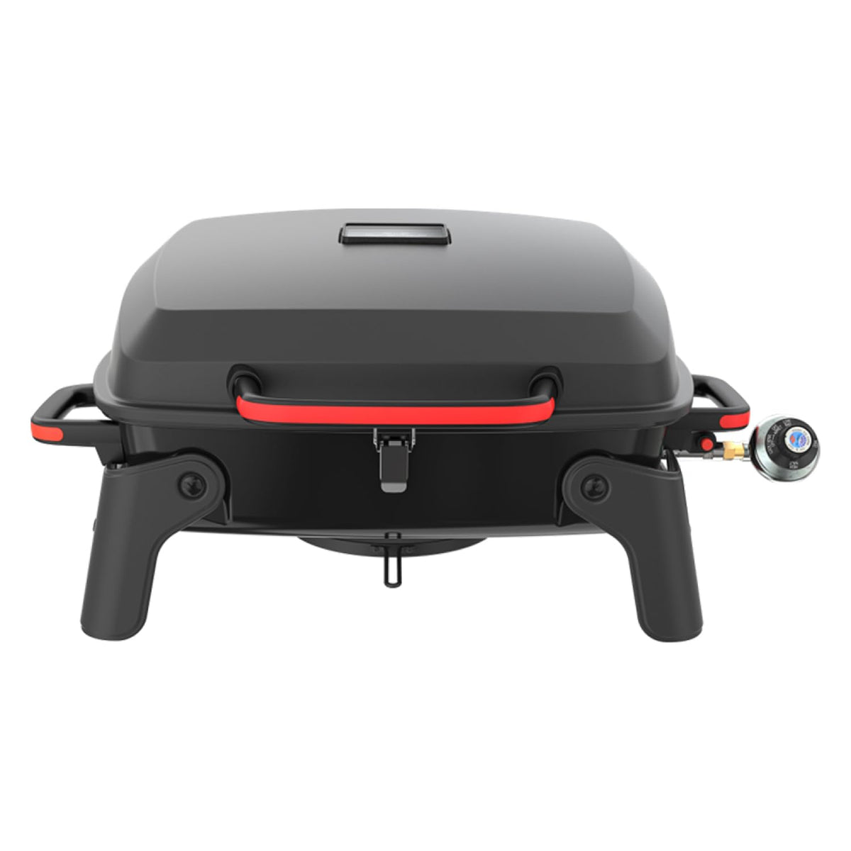 Megamaster 820-0065C 1 quemador portátil de gas para camping, cocina al aire última intervensión, cocina al aire última intervensión, patio, jardín, barbacoa con dos patas plegables, rojo + negro