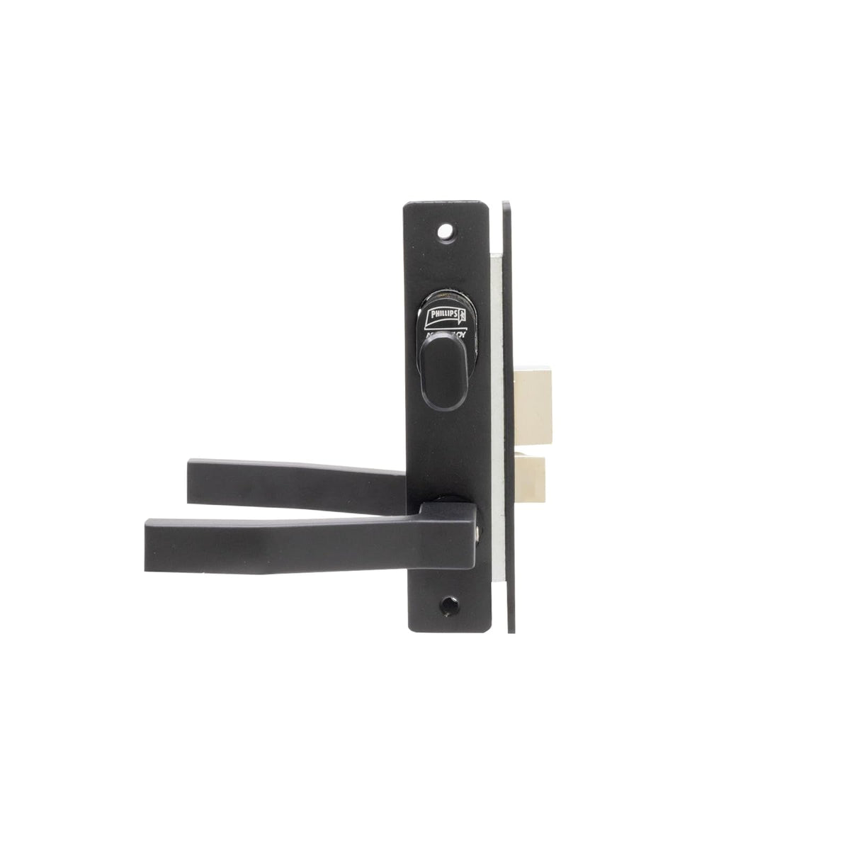 Phillips Cerradura Modelo Slim 555 Manija Cuadrada Para Puerta De Aluminio Negro