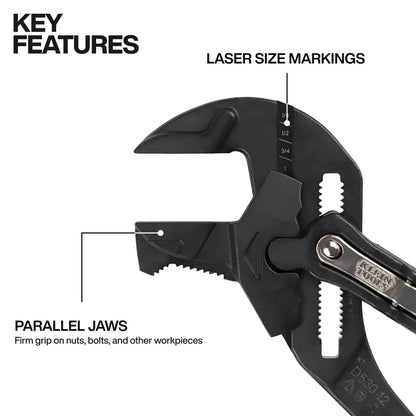 Klein Tools D53003KIT - Juego de llaves de alicates, 3 piezas, alicates de alto apalancamiento, ajustables, mandíbula reversible, dientes suaves y moleteados, 7 pulgadas, 10 pulgadas y 12 pulgadas