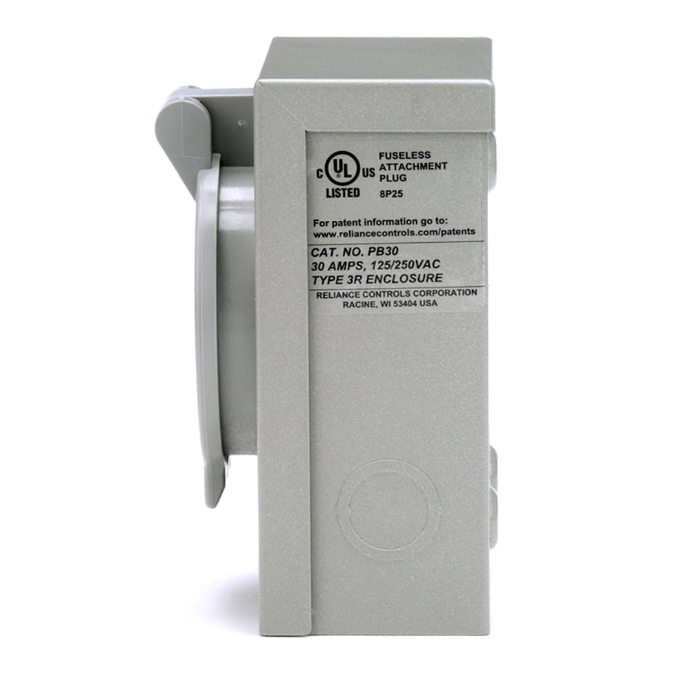 Reliance Controls Generators Up to 7,500 Running Watts PB30 30-Amp NEMA 3R Power Inlet Box, Gray