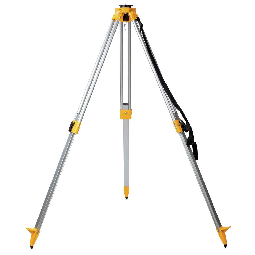 DEWALT - Trípode resistente (DW0737) | Aluminio y acero, patas de acero puntiagudas, cabeza plana, altura ajustable 38-60 pulg
