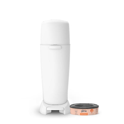 Balde Diaper Genie Complete – Blanco | Contenedor de pañales, control de olores, pedal, filtro de carbón, recambio, esencial para habitación de bebé