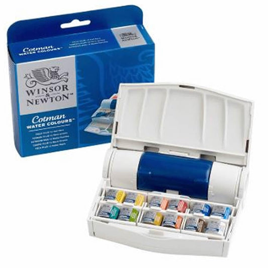 Winsor & Newton 390374 Est. Acu Cotman Plus 374 C/12 1/2 Past + | Acuarela introductoria hecha con pigmentos de arte fino, perfecta para principiantes, resistente a la luz y permanente